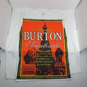 BURTON Snowboarding White Graphic Long Sleeve Shirt Men's Medium Dryride